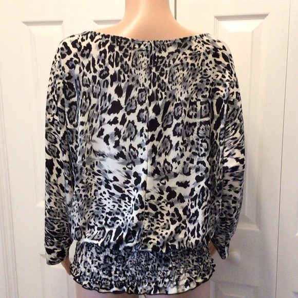 Isabella Rodriguez Womens Black & White Animal Print Dolman Blouse Size 2X - Picture 4 of 6